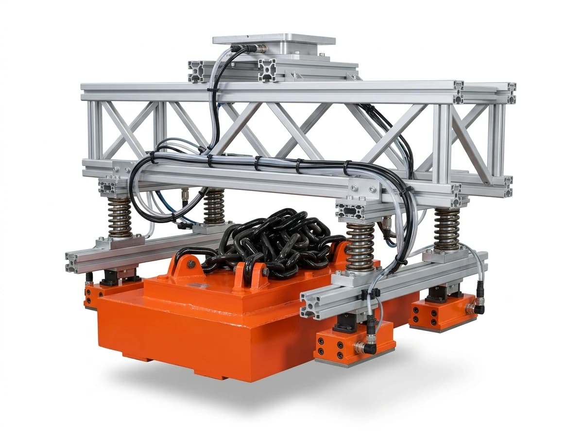 Aluminum truss frame magnetic EOAT with spring compensators for factory validation