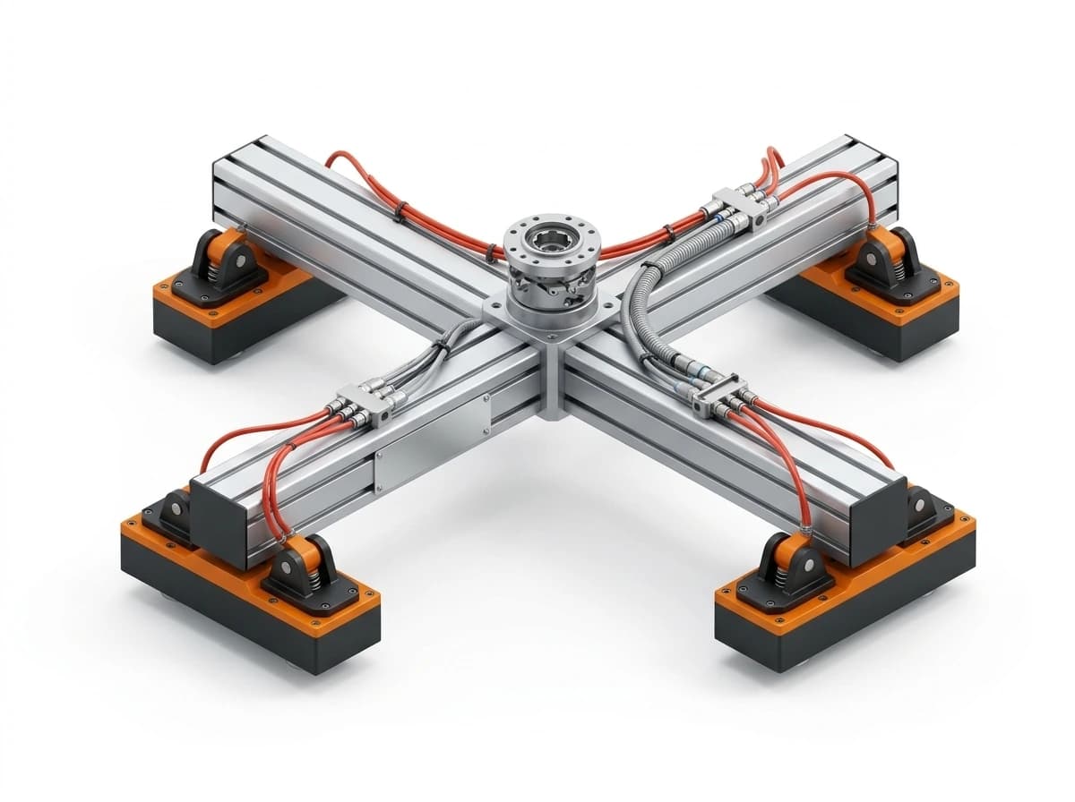 Multi-head robot beam magnetic EOAT handling system with structural aluminum frame