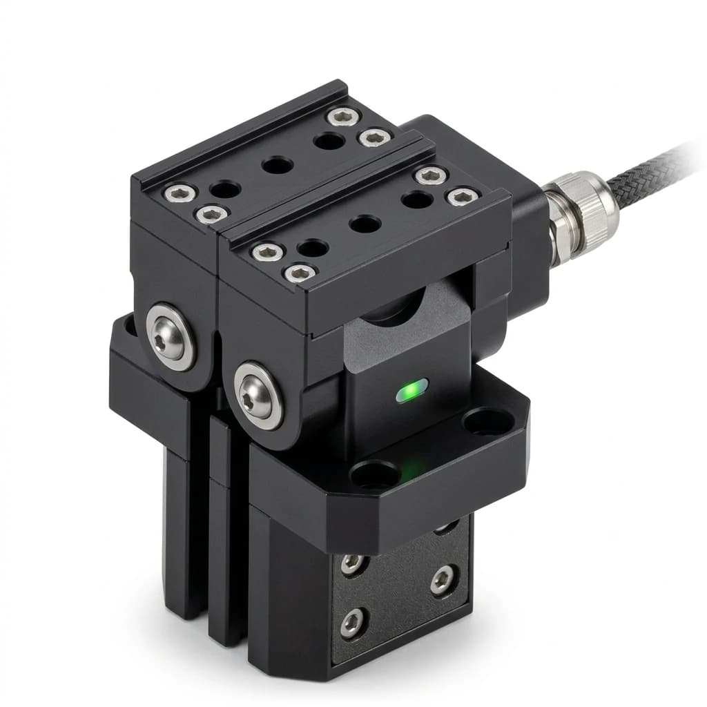 Lightweight cobot magnetic gripper with integrated controller and tool-flange connector